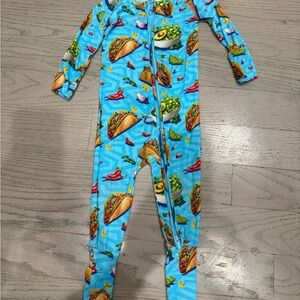 Bum and Roses Lets Taco-Bout It Print Kids One Piece Convertible Romper